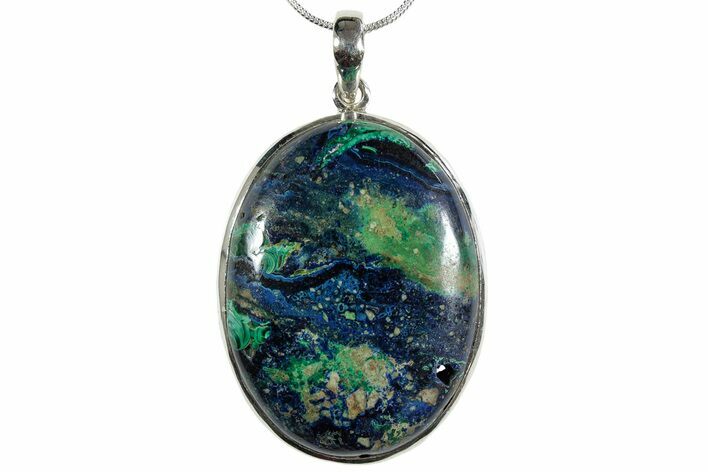 Bargain Vibrant Malachite & Azurite Pendant - Sterling Silver #224963